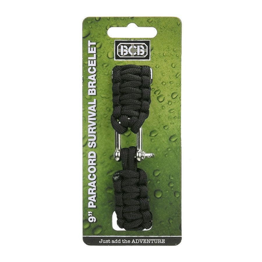 Överlevnadsarmband Paracord Svart 22,9 cm