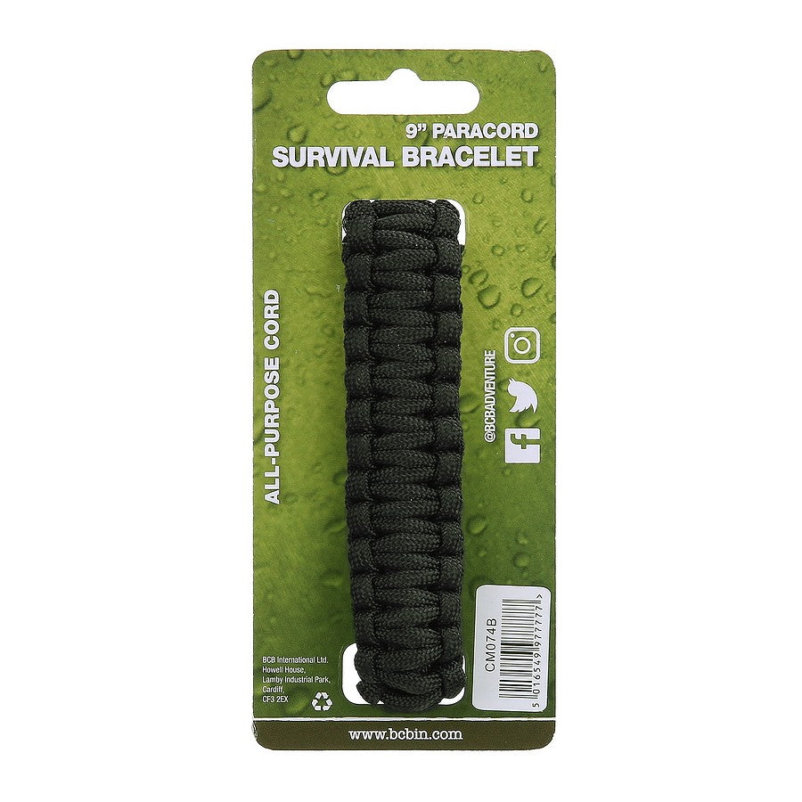 Överlevnadsarmband Paracord Svart 22,9 cm