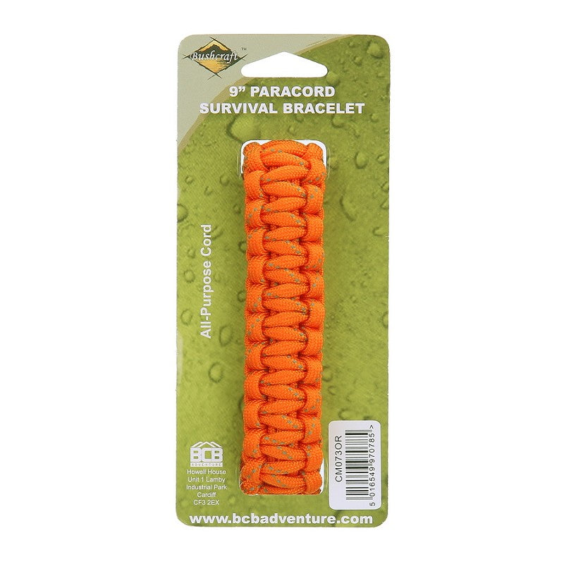 Överlevnadsarmband Paracord Orange 22,9 cm